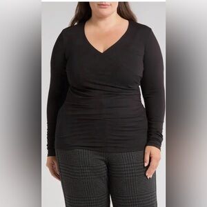 $78 UNIVERSAL STANDARD Blouse Women Plus M Liquid Cross Front Bodice V-Neck EUC